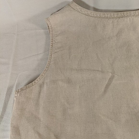 L.L. Bean ll Vintage Peasant Tank Woven top Women's size large L tan white beige - Picture 12 of 14